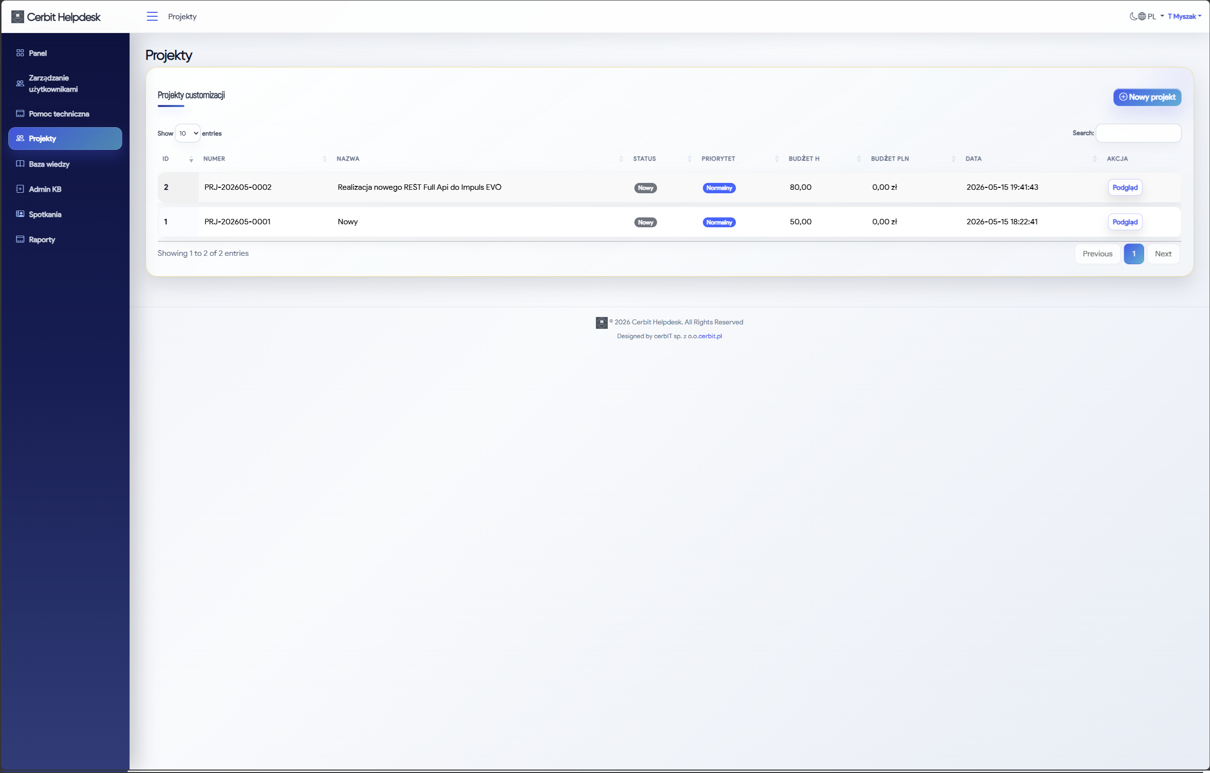 Projekty CerbDesk